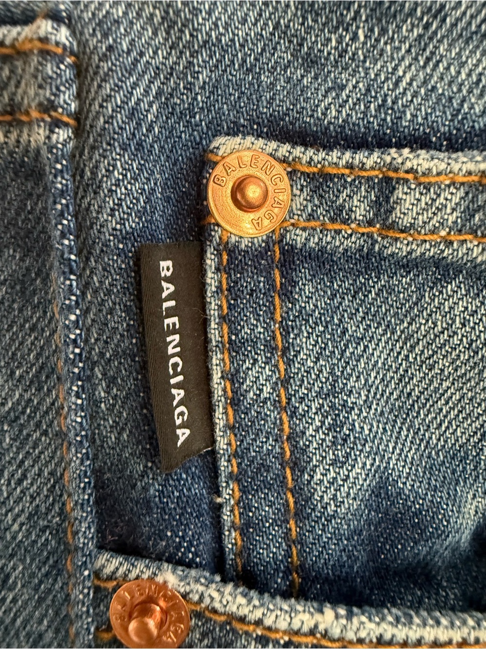 Balenciaga Blue Denim Jeans with Contrast Topstitching - Picture 9 of 9